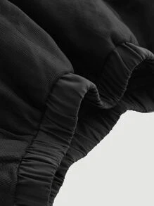 SHEIN MOD Falda de talle alto bajo con fruncido de malla - Negro - Ver 4