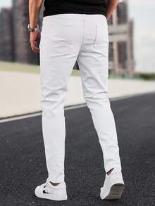 Manfinity Men Letter Graphic Skinny Jeans - White - View 2