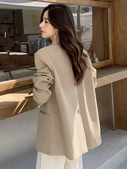 DAZY Loose Solid Color Casual Business Blazer,Fall Women Clothes