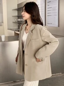 DAZY 宽松纯色休闲商务西装外套，秋季女装