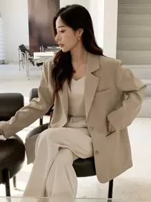 DAZY 宽松纯色休闲商务西装外套，秋季女装