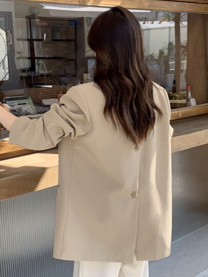 DAZY Áo khoác blazer công sở màu trơn rộng rãi, trang phục mùa thu cho nữ