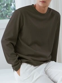 DAZY Men Solid Rib-knit Tee - Army Green - View 1