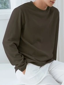 DAZY Men Solid Rib-knit Tee - Army Green - View 3