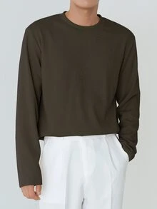 DAZY Men Solid Rib-knit Tee - Army Green - View 5