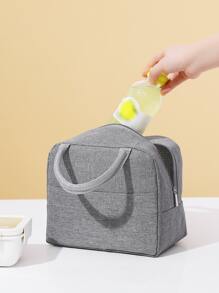 1 pieza bolsa de almacenamiento de cocina, bolsa de almuerzo con aislamiento de alimentos de doble asa de color sólido neutro para exteriores - Gris - Ver 5