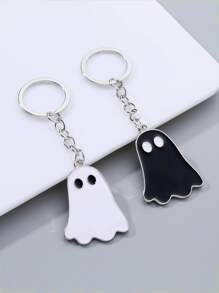 1pc Mask, White Smiling Resin Horrible Cosplay Prop For Party, Halloween Ghost - Black and White - View 1