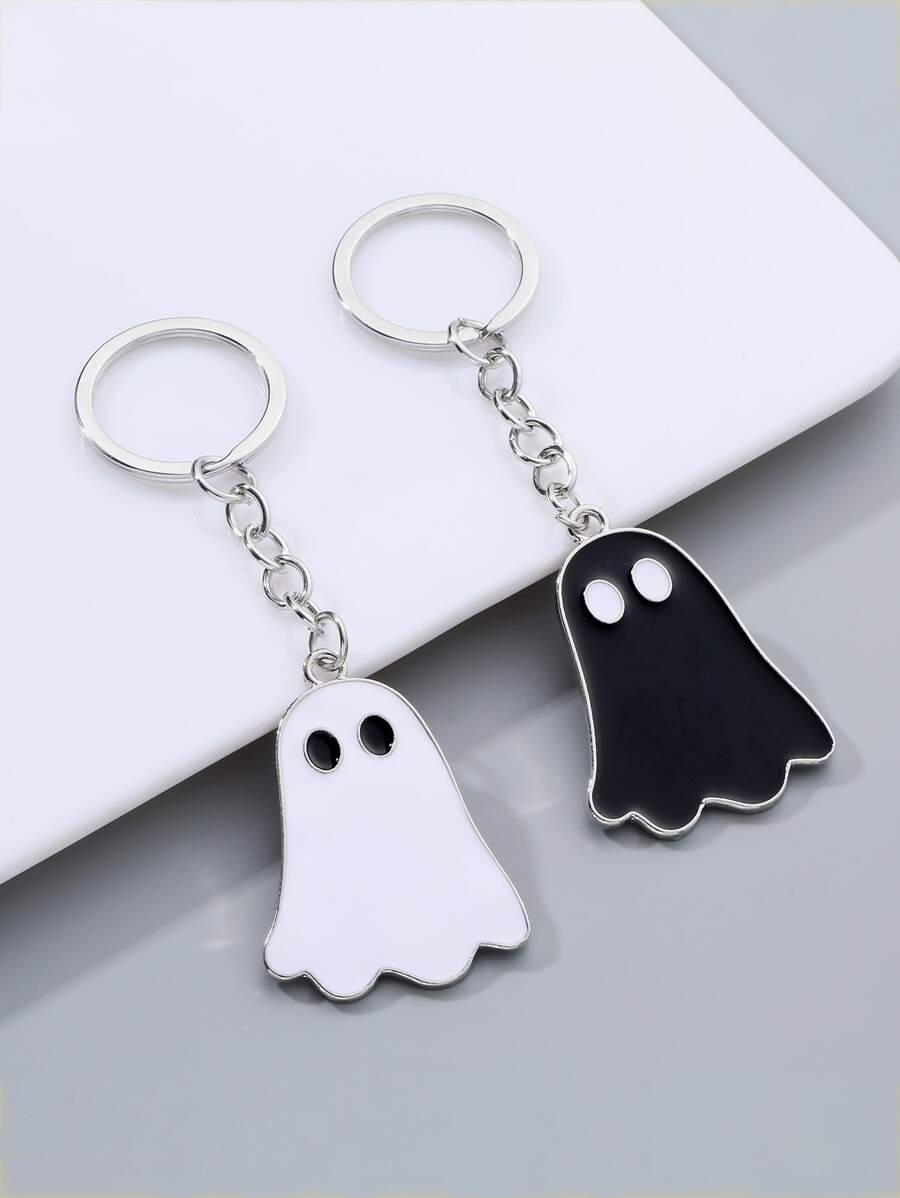 1pc Mask, White Smiling Resin Horrible Cosplay Prop For Party, Halloween Ghost - Black and White - View 1