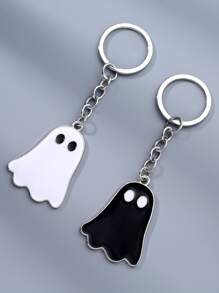 1pc Mask, White Smiling Resin Horrible Cosplay Prop For Party, Halloween Ghost - Black and White - View 2