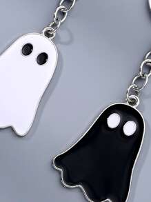 1pc Mask, White Smiling Resin Horrible Cosplay Prop For Party, Halloween Ghost - Black and White - View 3