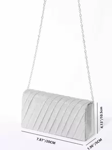 Quyến rũ, thanh lịch, tinh tế, yên tĩnh Sequin sang trọng, sành điệu, sang trọng, sáng bóng Mini lấp lánh có chi tiết xếp nếp Túi vuông có nắp, Ví cô dâu hoàn hảo cho đám cưới, Túi dạ hội & sự kiện tiệc tùng, Túi ăn tối cho cô gái dự tiệc, phụ nữ - Bạc - Xem 4