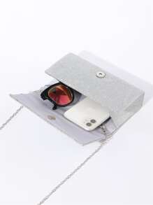 Quyến rũ, thanh lịch, tinh tế, yên tĩnh Sequin sang trọng, sành điệu, sang trọng, sáng bóng Mini lấp lánh có chi tiết xếp nếp Túi vuông có nắp, Ví cô dâu hoàn hảo cho đám cưới, Túi dạ hội & sự kiện tiệc tùng, Túi ăn tối cho cô gái dự tiệc, phụ nữ - Bạc - Xem 5