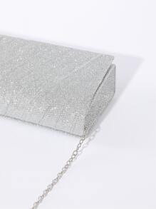 Quyến rũ, thanh lịch, tinh tế, yên tĩnh Sequin sang trọng, sành điệu, sang trọng, sáng bóng Mini lấp lánh có chi tiết xếp nếp Túi vuông có nắp, Ví cô dâu hoàn hảo cho đám cưới, Túi dạ hội & sự kiện tiệc tùng, Túi ăn tối cho cô gái dự tiệc, phụ nữ - Bạc - Xem 6