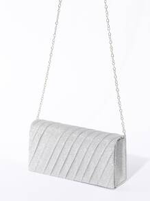 Quyến rũ, thanh lịch, tinh tế, yên tĩnh Sequin sang trọng, sành điệu, sang trọng, sáng bóng Mini lấp lánh có chi tiết xếp nếp Túi vuông có nắp, Ví cô dâu hoàn hảo cho đám cưới, Túi dạ hội & sự kiện tiệc tùng, Túi ăn tối cho cô gái dự tiệc, phụ nữ - Bạc - Xem 7