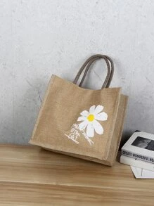 可愛、卡哇伊的花卉和信封圖形肩扛手提袋,適用於女性、新手和白領雇員,適用於送給老師、女孩、少女、女士,適用於商務/上下班/工作/辦公,適用於節日/度假/假期 - 卡其色 - 查看 2