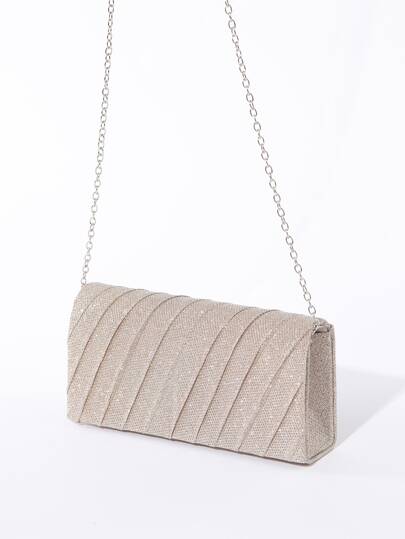 Glamuroso, elegante, exquisito, silencioso Lentejuelas de lujo, elegante, lujoso, brillante Mini bolso cuadrado con purpurina y cadena con solapa con detalle fruncido, bolso de novia perfecto para bodas, bailes y eventos de fiesta, bolso de noche, bolso de cena para fiestera, mujer