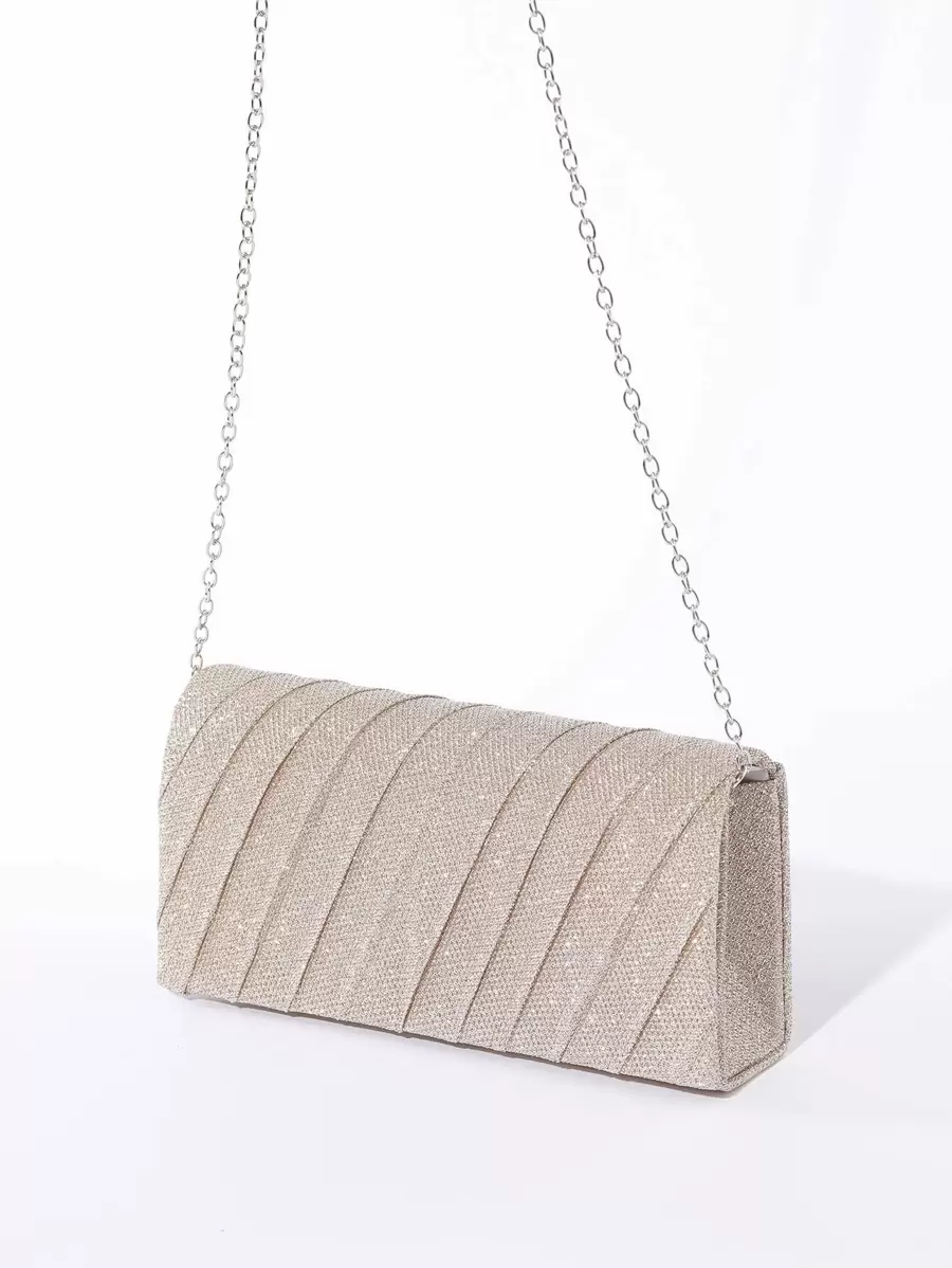 Glamuroso, elegante, exquisito, silencioso Lentejuelas de lujo, elegante, lujoso, brillante Mini bolso cuadrado con purpurina y cadena con solapa con detalle fruncido, bolso de novia perfecto para bodas, bailes y eventos de fiesta, bolso de noche, bolso de cena para fiestera, mujer