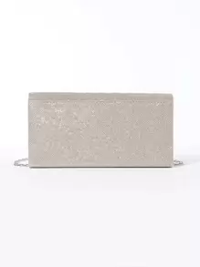 Glamuroso, elegante, exquisito, silencioso Lentejuelas de lujo, elegante, lujoso, brillante Mini bolso cuadrado con purpurina y cadena con solapa con detalle fruncido, bolso de novia perfecto para bodas, bailes y eventos de fiesta, bolso de noche, bolso de cena para fiestera, mujer