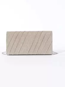 Glamuroso, elegante, exquisito, silencioso Lentejuelas de lujo, elegante, lujoso, brillante Mini bolso cuadrado con purpurina y cadena con solapa con detalle fruncido, bolso de novia perfecto para bodas, bailes y eventos de fiesta, bolso de noche, bolso de cena para fiestera, mujer