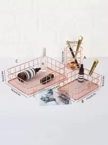 Iron Geometric Shaped Pen Storage Basket 1pc - Rose Gold - View 3