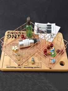 Iron Geometric Shaped Pen Storage Basket 1pc - Rose Gold - View 4