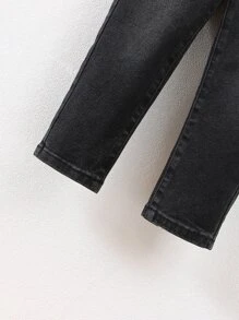 Young Boy Single Button Jeans - Black - View 5