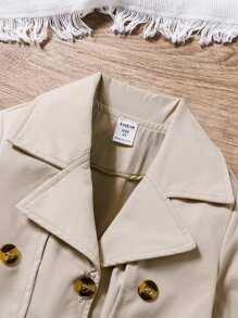 Toddler Girls 1pc Button Front Belted Romper - Khaki - View 7