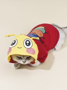 Caterpillar Print Pet Hoodie - Multicolor - View 1