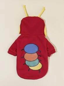 Caterpillar Print Pet Hoodie - Multicolor - View 4