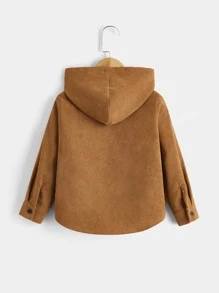 SHEIN 小男童翻蓋口袋連帽燈芯絨襯衫不帶T恤