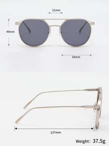 gafas de moda decorativas de moda con barra metálica superior y diseño geométrico, elegantes para usar al aire libre en todas las estaciones. Accesorios de gafas de moda ideales para look de calle y combinar con suéter, chaqueta, sudadera con capucha, pantalón y pantalón cargo, para el verano, la playa, viajes y actividades al aire libre. - Plateado - Ver 4