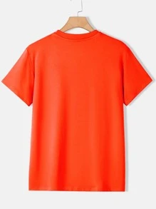 男士雕像和人像圖案T恤 - 橘色 - 查看 2