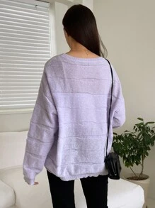 DAZY Solid Drop Shoulder Jumper - Lilac Purple - View 2