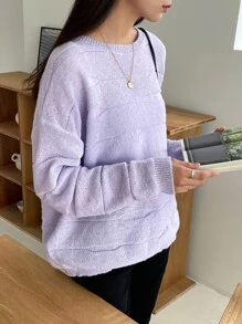 DAZY Solid Drop Shoulder Jumper - Lilac Purple - View 4