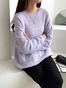 DAZY Solid Drop Shoulder Jumper - Lilac Purple - View 5