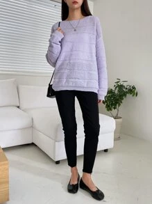 DAZY Solid Drop Shoulder Jumper - Lilac Purple - View 8