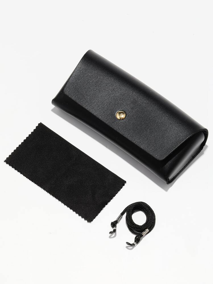 POLASUP 1pc Men Polycarbonate Explosion-Proof Lens Sports Leisure Street Retro Flat Top Fashion Copper Hinge Non-Plastic Hinge Special Anti-UV Sun Block Sunglasses (With Eyeglass Rope & Eyeglass Cloth) All Seasons Y2K Vintage Classic Fashionable. Stylish, Retro. Square. Travel. Sunglasses.Glasses UV Protection., UV400 Decorative Eyewear For Summer Beach Vacation, Outdoor, Travel - Black - View 4