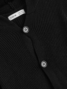 SHEIN Boys 3D Ears Design Hooded Cardigan - Black - View 5