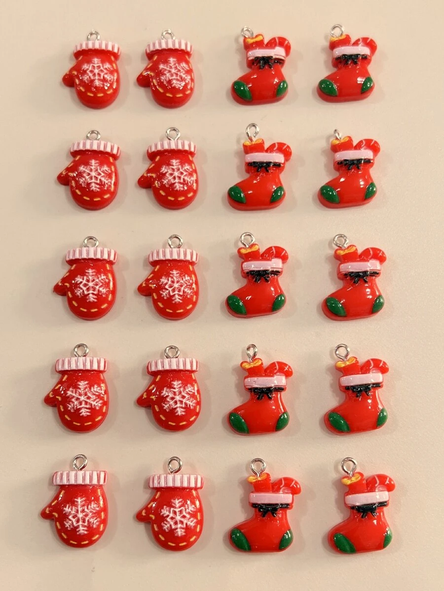 20入組手套和帽子造型diy首飾吊墜,適用於製作耳環,項鍊,鑰匙扣和手鍊