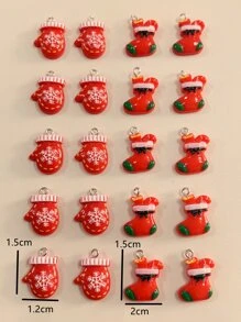 20入組手套和帽子造型diy首飾吊墜,適用於製作耳環,項鍊,鑰匙扣和手鍊