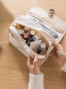 Letter Graphic Portable Makeup Bag , Travel Essentials - Beige - View 3