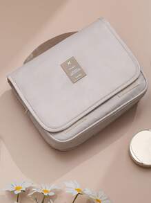 Letter Graphic Portable Makeup Bag , Travel Essentials - Beige - View 4