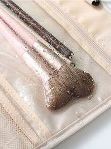 Letter Graphic Portable Makeup Bag , Travel Essentials - Beige - View 6