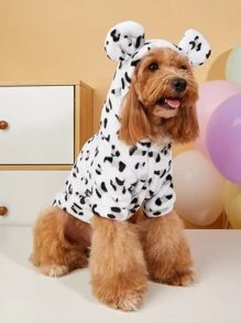Leopard Print Hooded Pet Coat - White - View 4