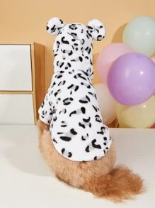 Leopard Print Hooded Pet Coat - White - View 3