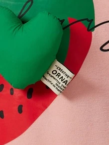 Cô gái Tween Tu bổ trái tim Lá thư Và In Dâu tây Áo chui đầu - Màu Hồng  San hô - Xem 4