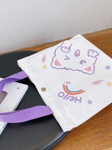 Túi đeo chéo Nữ Hoạt hình Đôi tay cầm Sẵn sàng - trắng - Xem 2