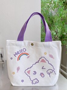 Túi đeo chéo Nữ Hoạt hình Đôi tay cầm Sẵn sàng - trắng - Xem 3