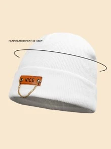 1pc Men's Chain Decoration Winter Warm Knitted Hat - White - View 5