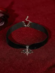 ROMWE Goth Gargantilla murciélago accesorio - Negro - Ver 2